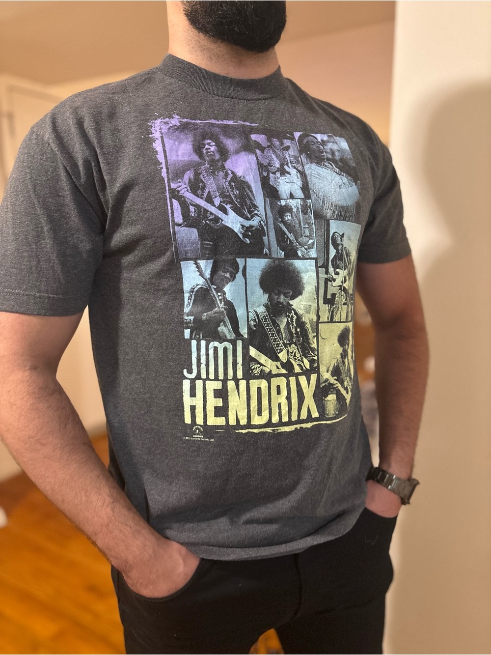Charcoal Gray Jimi Hendrix Print - Y2K - Picture 4 of 6